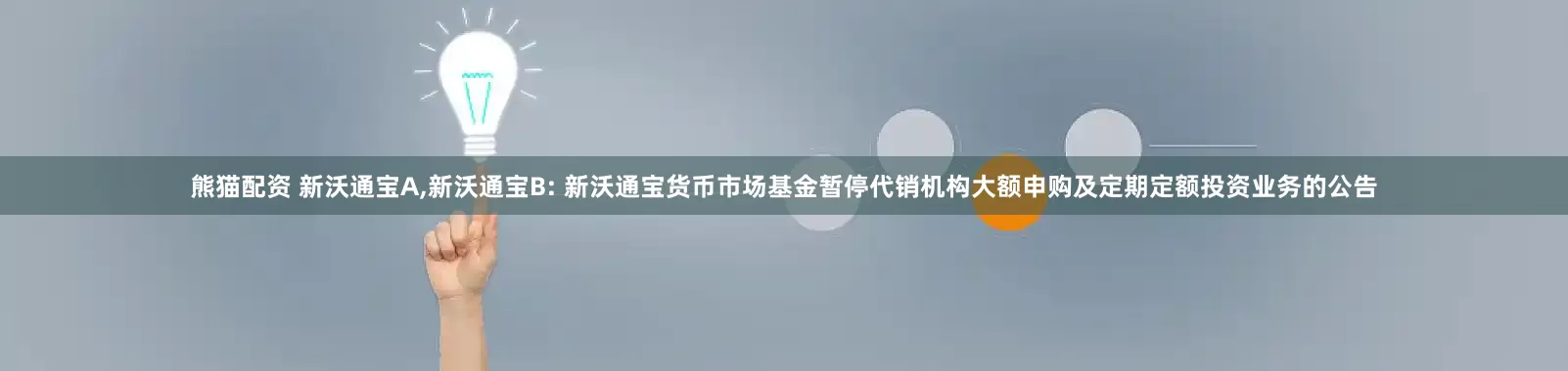 熊猫配资 新沃通宝A,新沃通宝B: 新沃通宝货币市场基金暂停代销机构大额申购及定期定额投资业务的公告